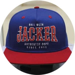 Blue-red-and-green-snapback-5-panel-front